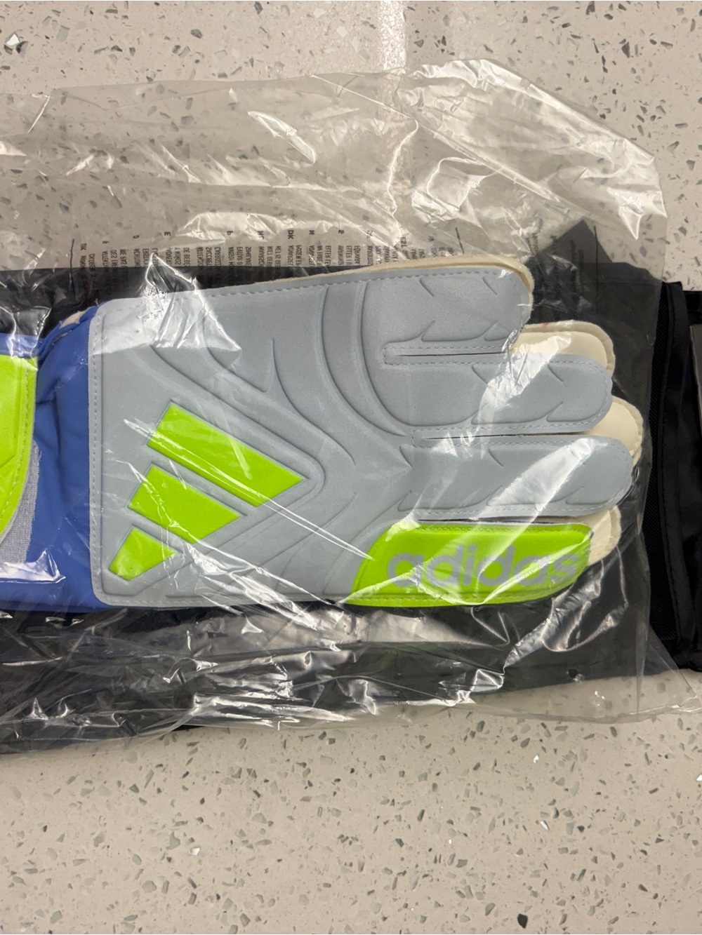 adidas Men’s Goalkeeper Gloves - Light Gray, Neon Green & Blue